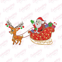 Santa Claus And Reindeer Sleigh Embroidery Design
