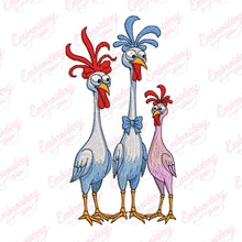 Colorful Crazy Chickens Embroidery Design