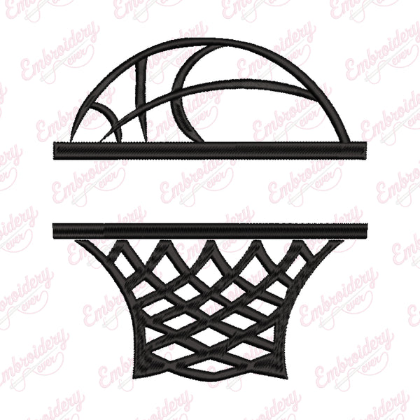 Basketball Monogram Split Embroidery Design