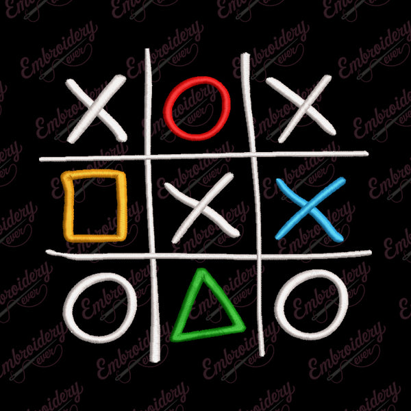 Colorful Tic Tac Toe Embroidery Design