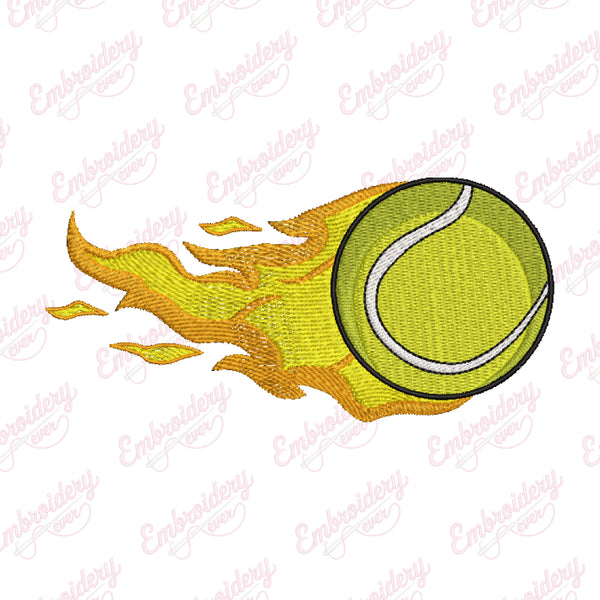 Tennis Ball Fire Embroidery Design