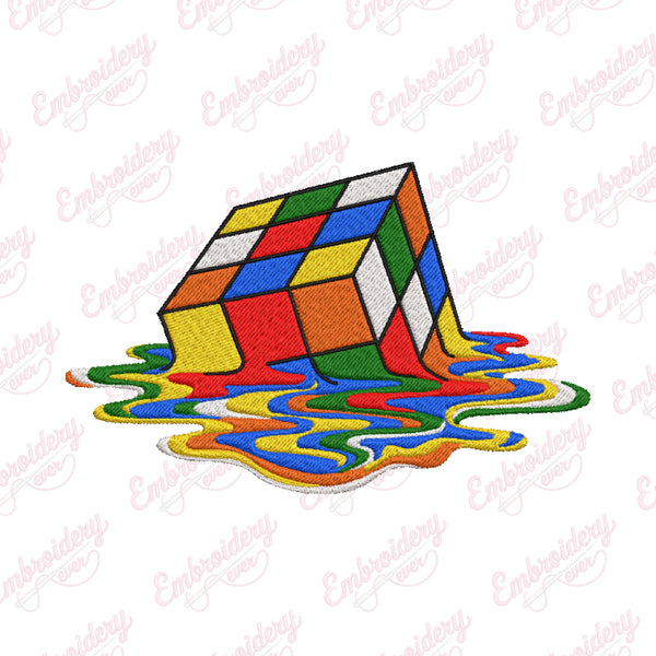 Melting Rubik's Cube Embroidery Design