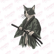 Funny Samurai Cat Embroidery Design