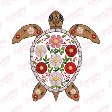 Colorful Botanical Turtle Embroidery Design