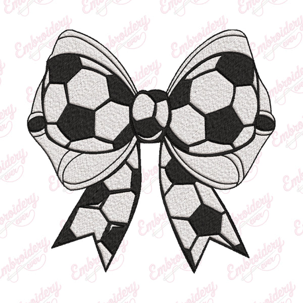 Soccer Ball Coquette Bow Embroidery Design