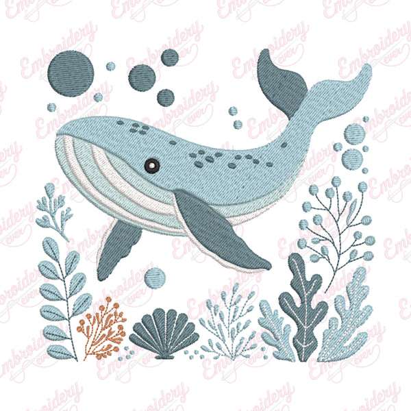 Dreamy Whale Machine Embroidery Design