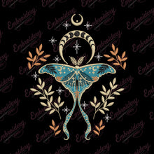Mystical Moth and Moon Phases Embroidery Design