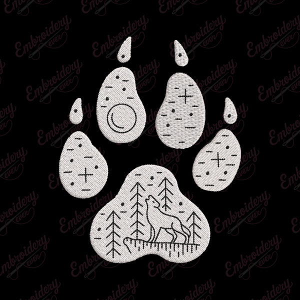 Wolf Footprints Machine Embroidery Design