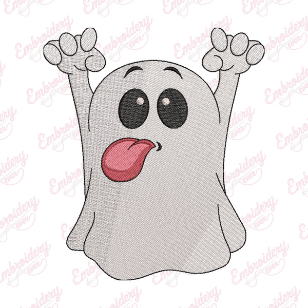 Cute Cartoon Ghost Halloween Embroidery Design