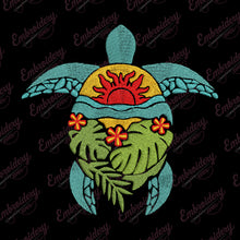 Tropical Turtle Embroidery Design