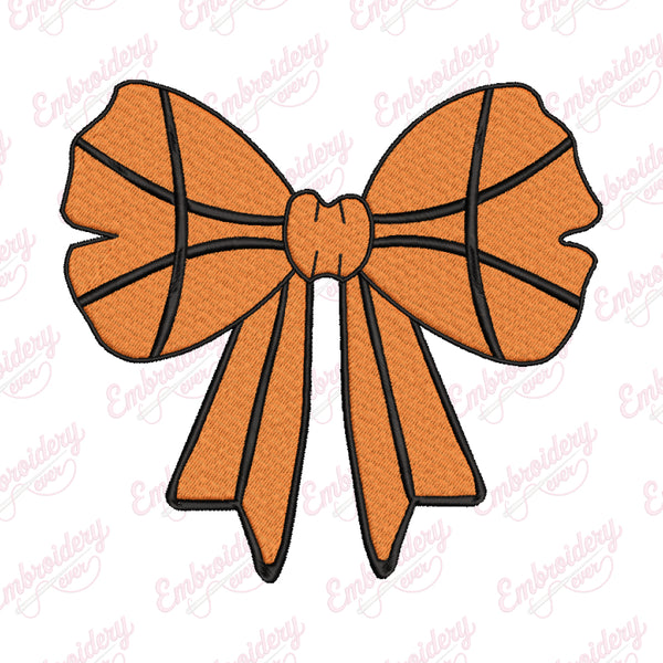 Basketball Coquette Bow Tie Embroidery Design