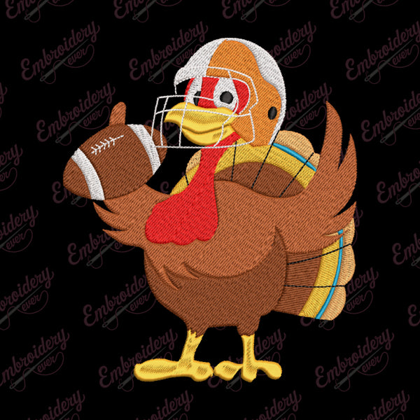 Turkey And Touchdowns Thanksgiving Embroidery Design