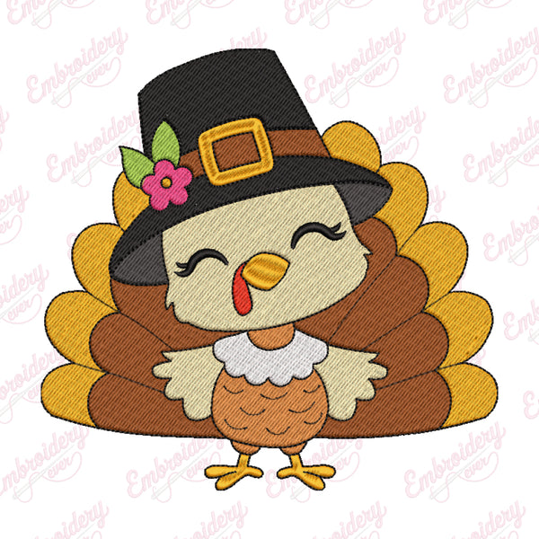 Thanksgiving Cute Turkey Embroidery Design