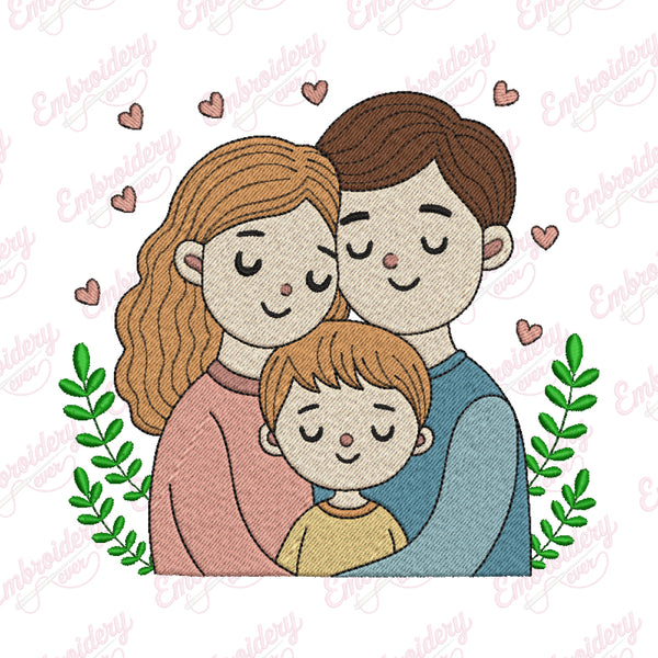 Beautiful Happy Family Embroidery Design