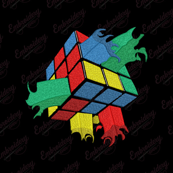 Melting Rubik's Cube Machine Embroidery Design