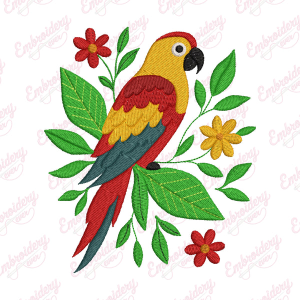 Colorful Parrot Embroidery Design