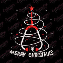 Nurse Merry Christmas Tree Embroidery Design