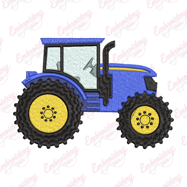 Blue Farm Tractor Embroidery Design