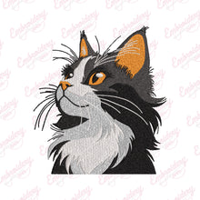Cute Black Cat Face Embroidery Design