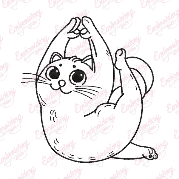 Yoga Cat Embroidery Design