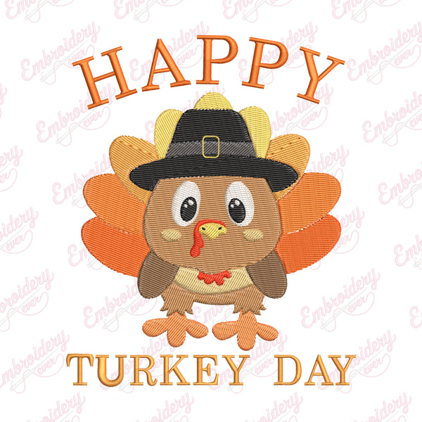 Happy Turkey Day Machine Embroidery Design