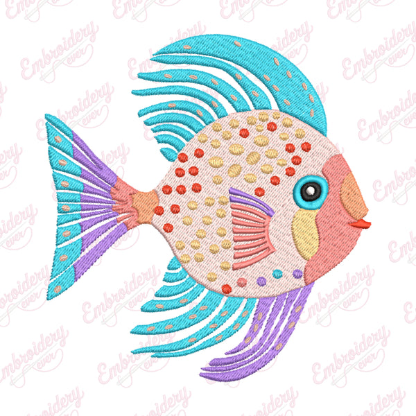 Cute Fish Applique Machine Embroidery Design