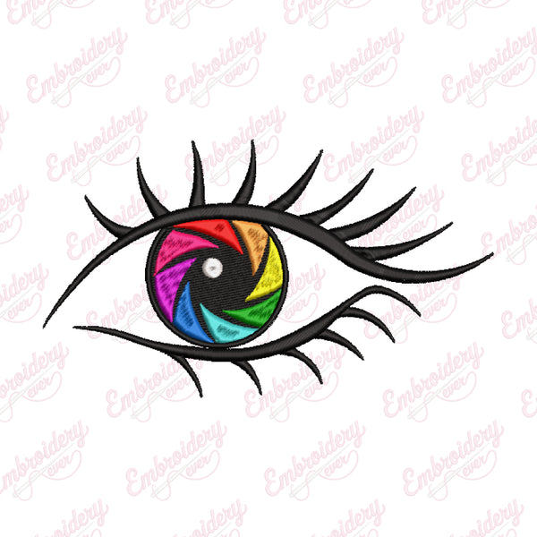 Camera Shutter in Eye Embroidery Design