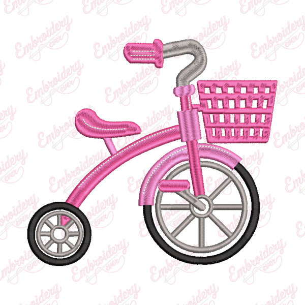 Pink Tricycle Machine Embroidery Design