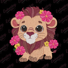 Floral Lion Embroidery Design