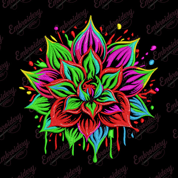 Colorful Mandala Flower Embroidery Design