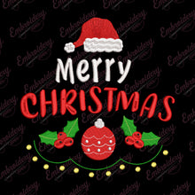 Merry Christmas Typography Tree Embroidery Design