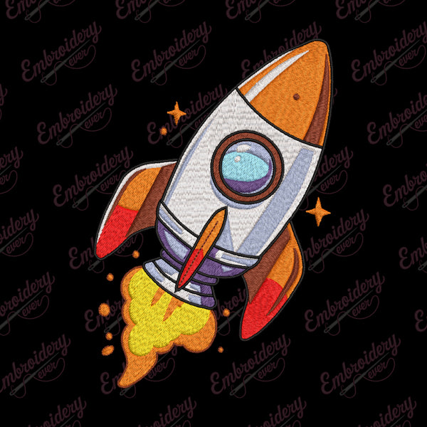 Space Rocket Embroidery Design