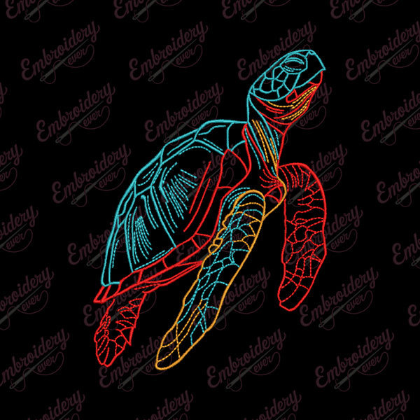 Sea Turtle LinArt Embroidery Design
