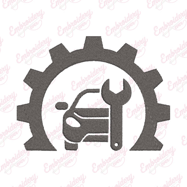 Auto Service Embroidery Design