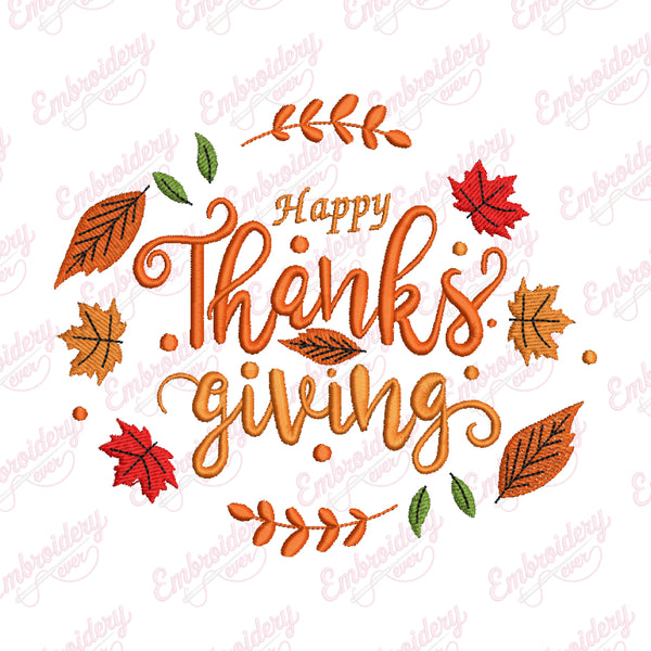 Happy Thanksgiving Embroidery Pattern