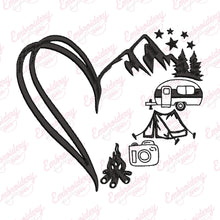 Heart Camping Embroidery Design
