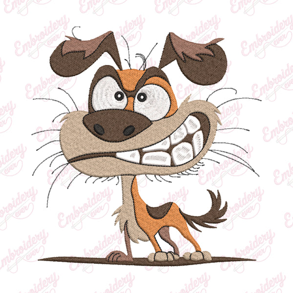 Playful Puppy Crazy Dog Embroidery Design