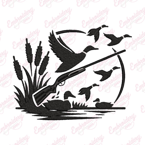 Duck Hunting Embroidery Design
