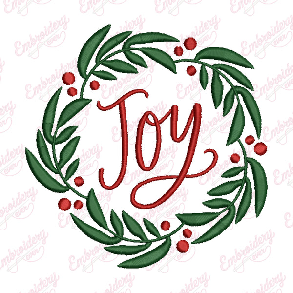 Christmas Joy Wreath Embroidery Design
