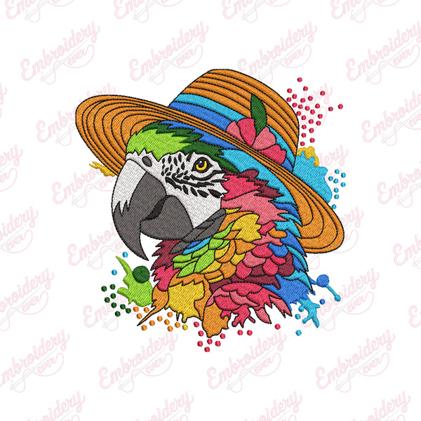 Colorful Parrot Head Embroidery Design