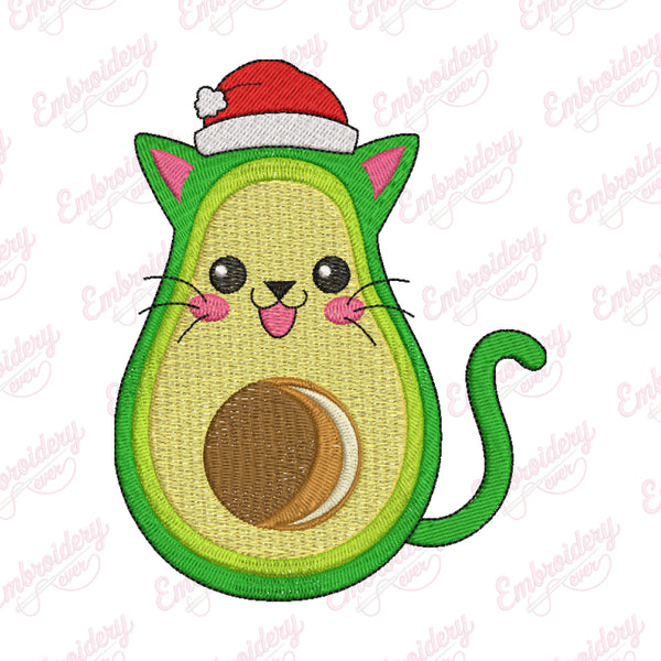 Christmas Kitty Avocato Embroidery Design
