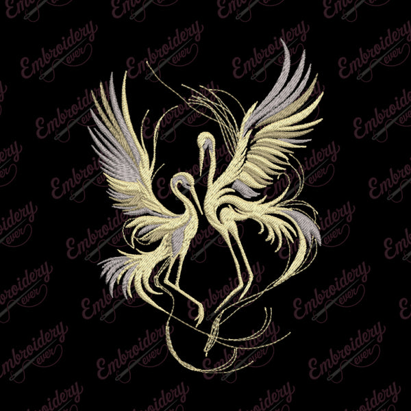 Cranes Bird Embroidery Design
