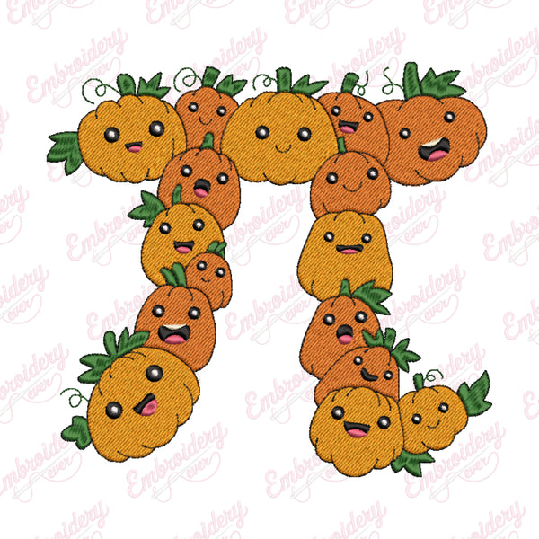 Pumpkin Pi Funny Math Teacher Halloween Embroidery Design