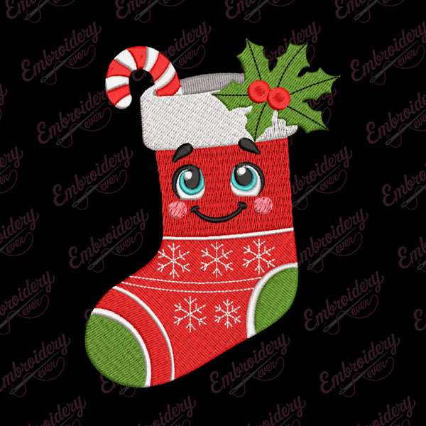 Cute Christmas Stocking Embroidery Design