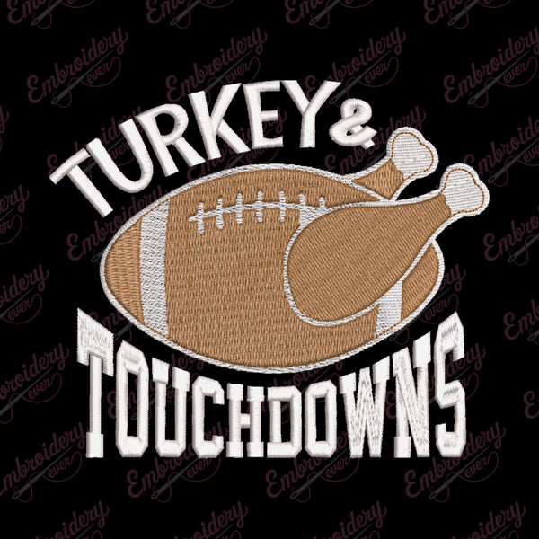 Turkey & Touchdowns Thanksgiving Football Embroidery Design