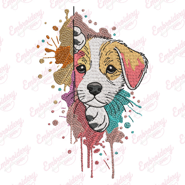 Jack Russell Terrier Dog Peeking Out Embroidery Design