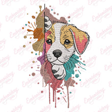 Jack Russell Terrier Dog Peeking Out Embroidery Design
