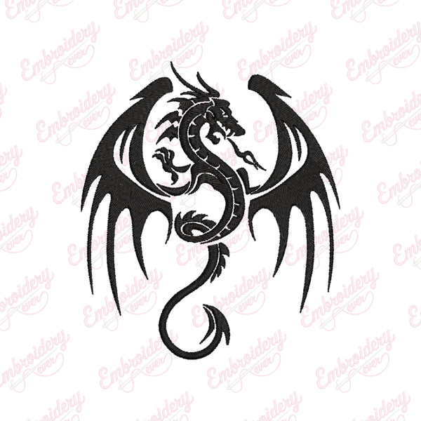 Tribal Dragon Flying Embroidery Design