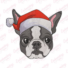 Christmas Boston Terrier Embroidery Design