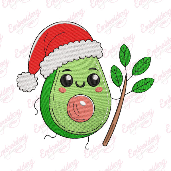 Christmas Avocado Joy Embroidery Design